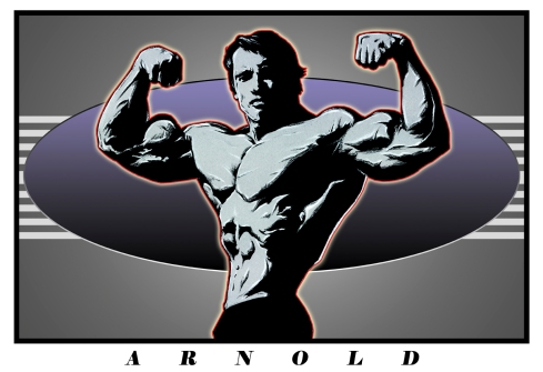 Limited edition Giclee print titled "Arnold" by illustrator Peter Pachoumis